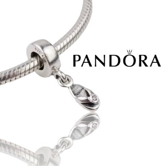 Pandora Flip Flop Sterling Silver Dangle Charm with Cubic Zirconia, Retired - Picture 1 of 1